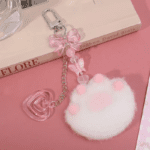 cute plush cartoon cat claw keychain soft white pink key ring pendant backpack car pendant decoration keyholder lolita girls - Image 4