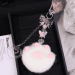 cute plush cartoon cat claw keychain soft white pink key ring pendant backpack car pendant decoration keyholder lolita girls - Image 6
