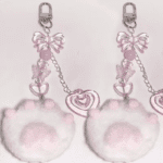 cute plush cartoon cat claw keychain soft white pink key ring pendant backpack car pendant decoration keyholder lolita girls - Image 2