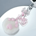 cute plush cartoon cat claw keychain soft white pink key ring pendant backpack car pendant decoration keyholder lolita girls - Image 3