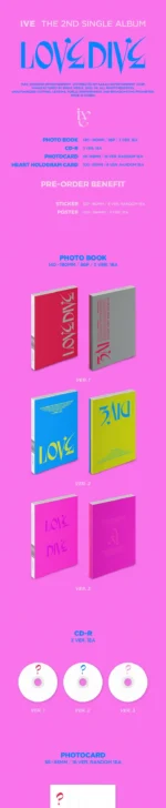 ive - [love dive] 2nd single album 3 version set - Image 2